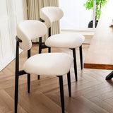 Dining Chairs Set of 2, Modern Metal Kitchen Chairs with Fabric Upholstered Seats for Dining Room, Beige