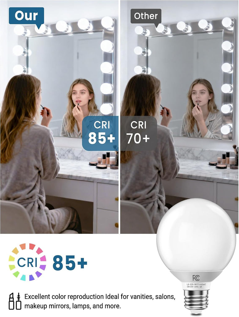 G25 LED Globe Light Bulbs, Vanity Bulb 40W Equivalent