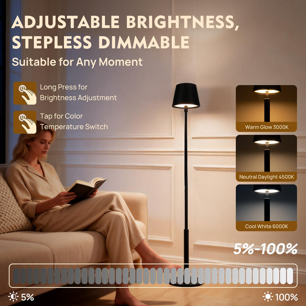 LED Standing Floor Lamp, Corner, Black