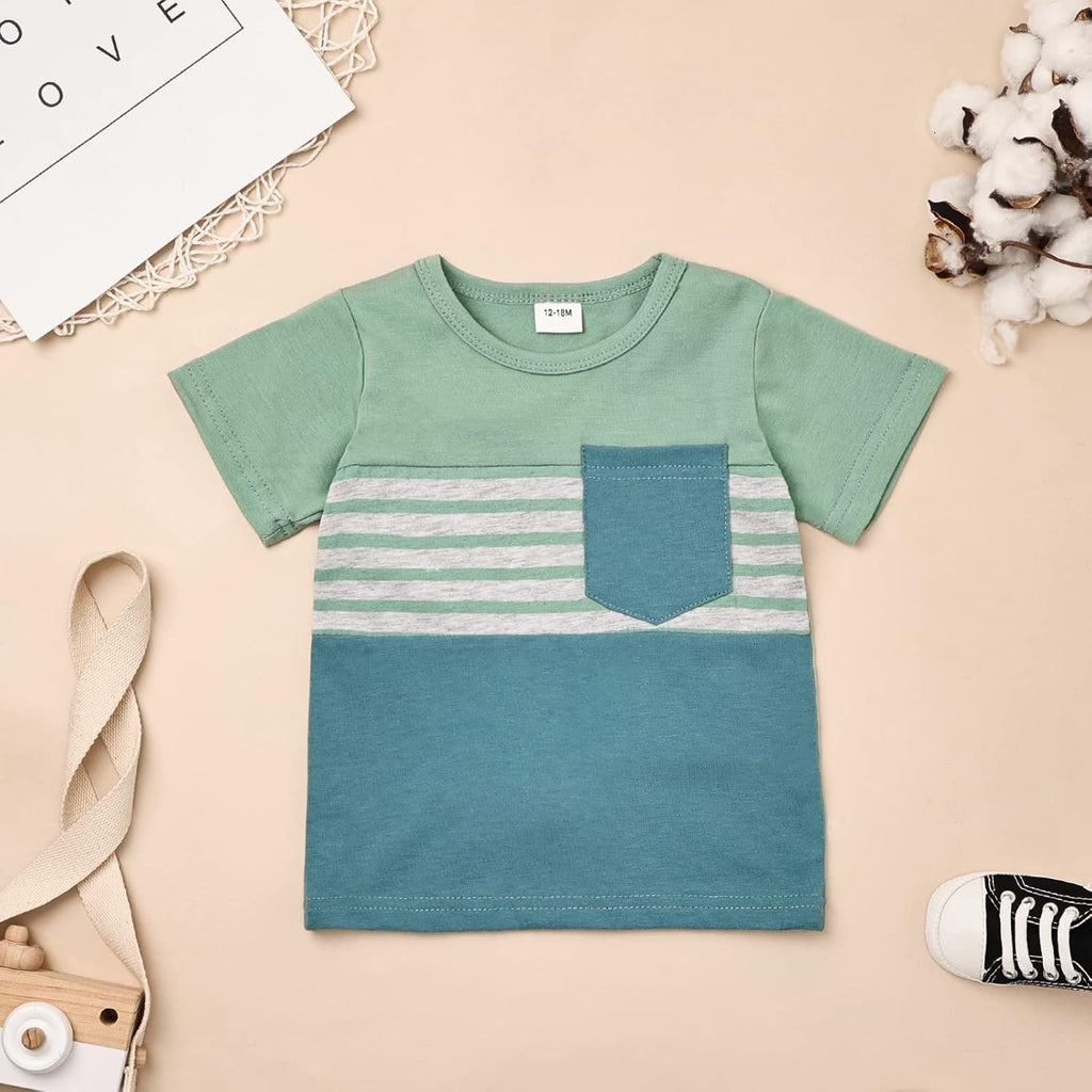 Toddler Boy Clothes Summer Patchwork T-Shirt Shorts 2Pc Set