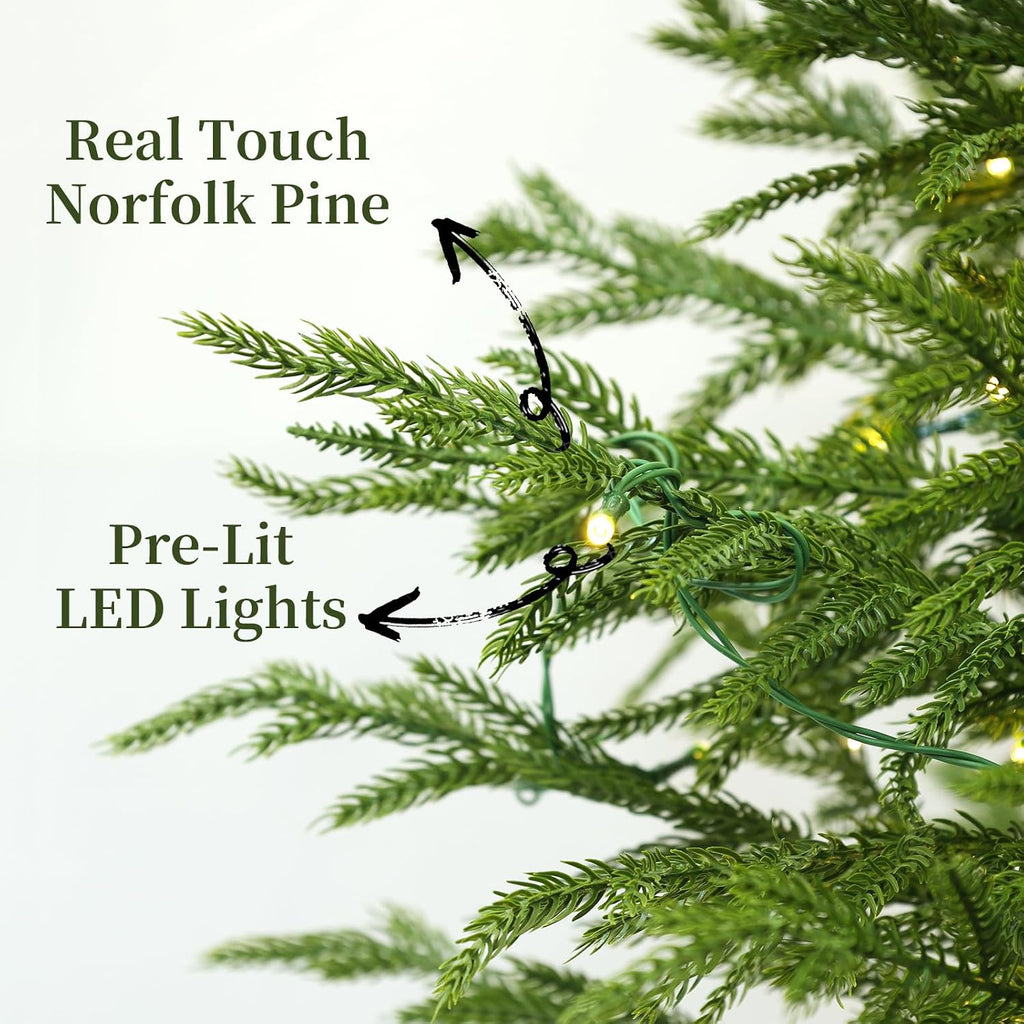 Christmas Decorations 2 Pack 3FT Pre-Lit Artificial Norfolk Pine Xmas Tree