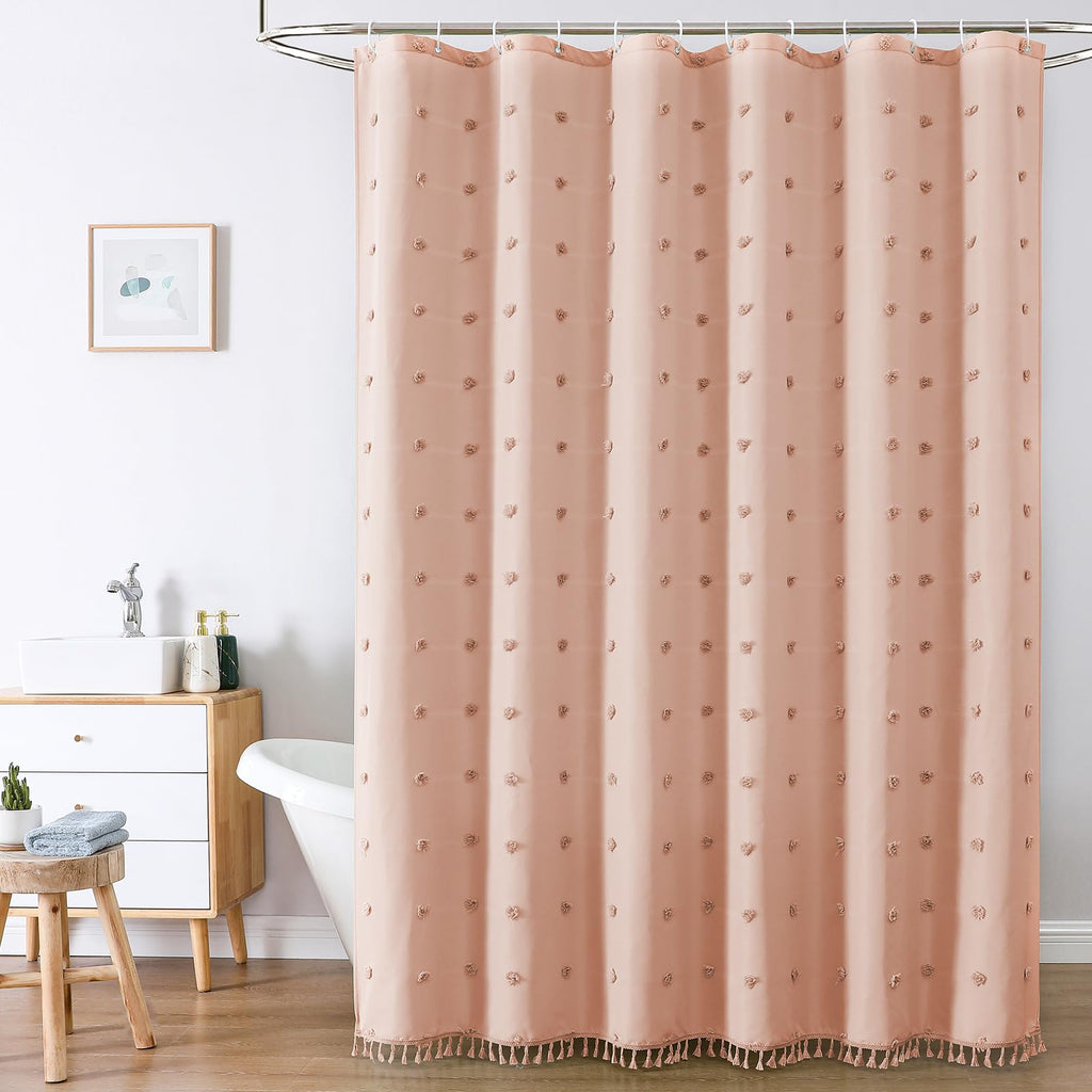 Pink Farmhouse Tufted Floral with Tassel, 72" x 78"