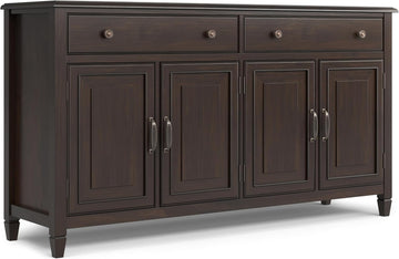 Connaught Buffet - 67 inch Wide Solid Wood 4 Door Sideboard Cabinet in Dark Chestnut Brown