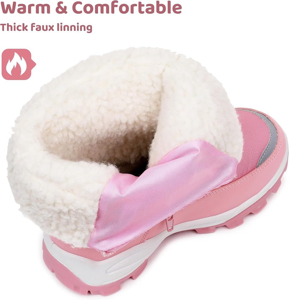 Boys Girls Snow Boots Water-Resistant Warm Winter Boots