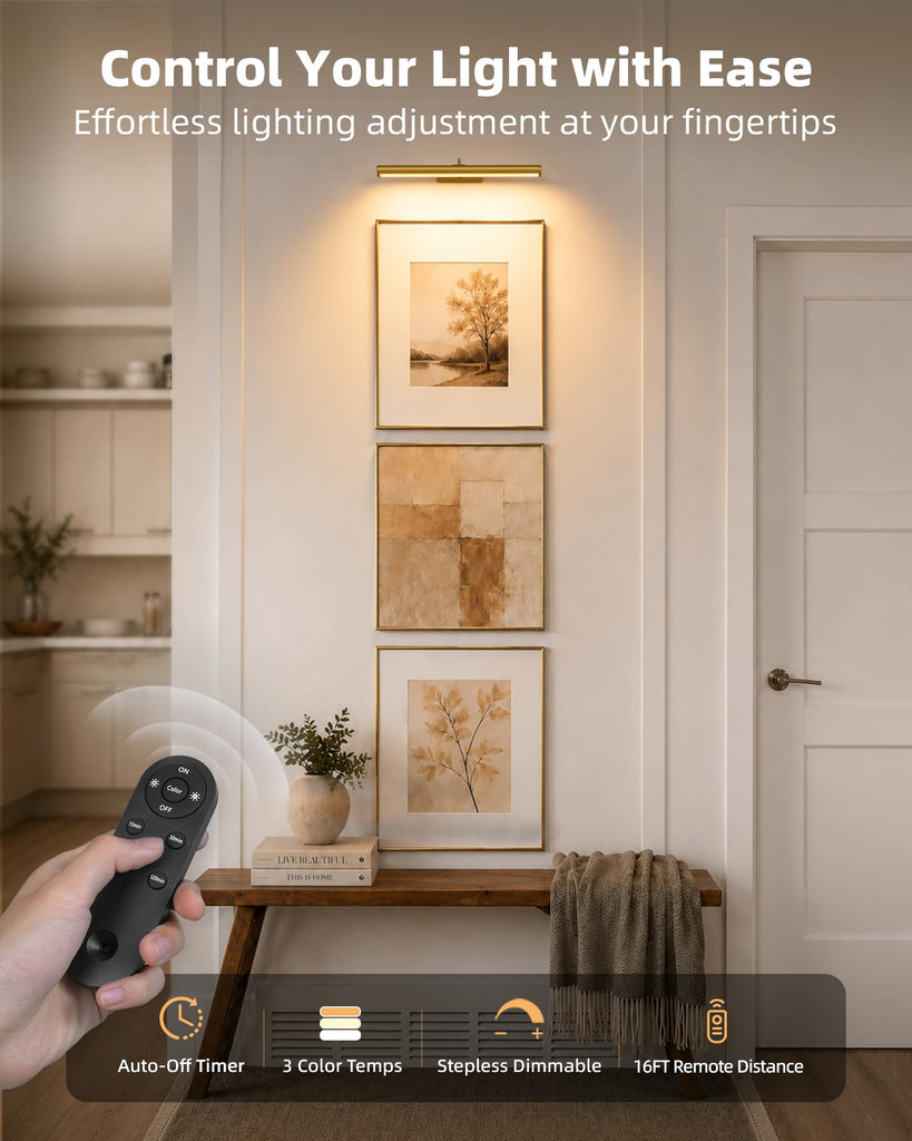 16'' Picture Light for Wall, 6000mAh Rechargeable Battery Art Light