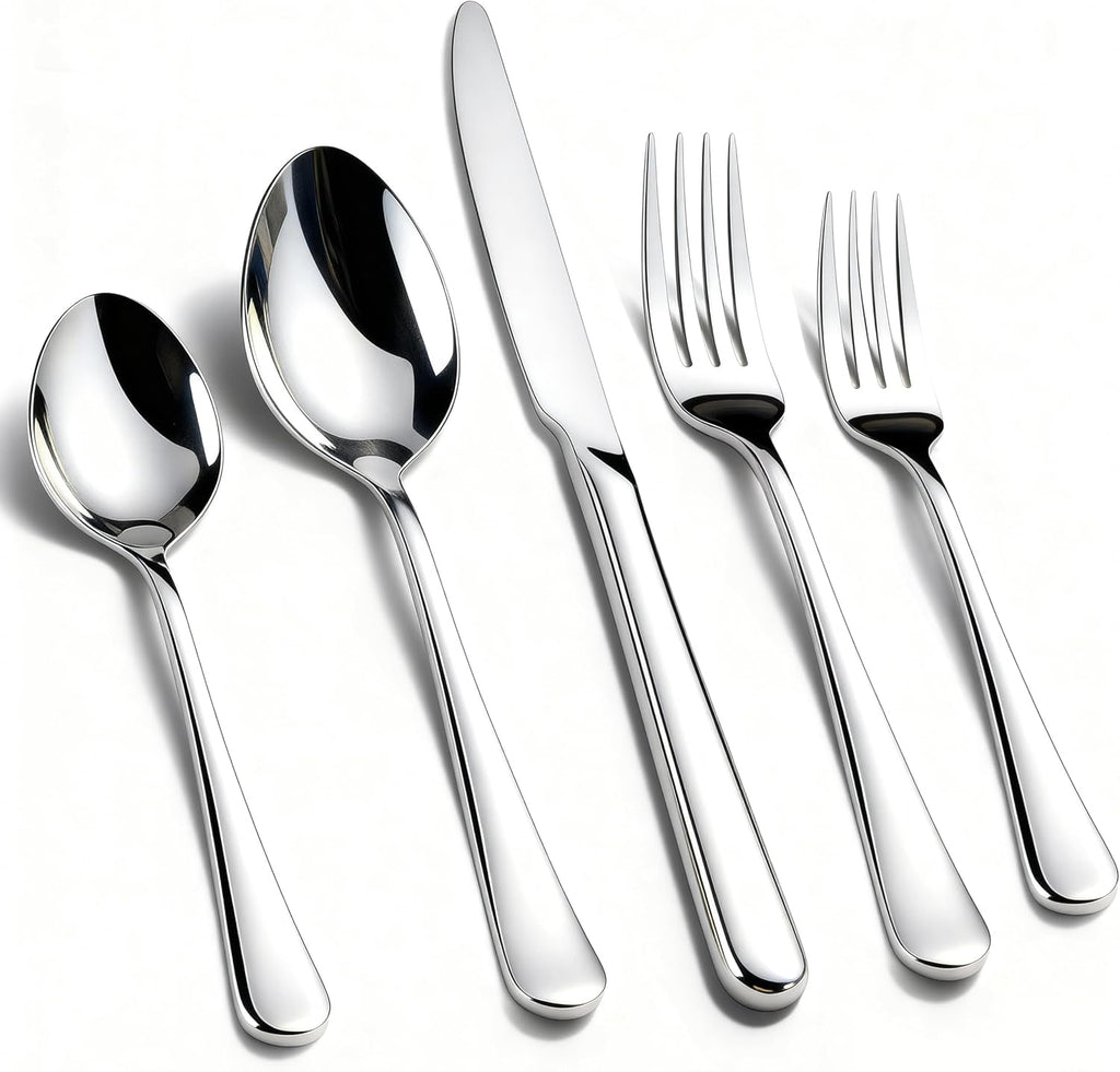 40 Pack Silverware Set for 8, Food-Grade Stainless Steel Flatware Set