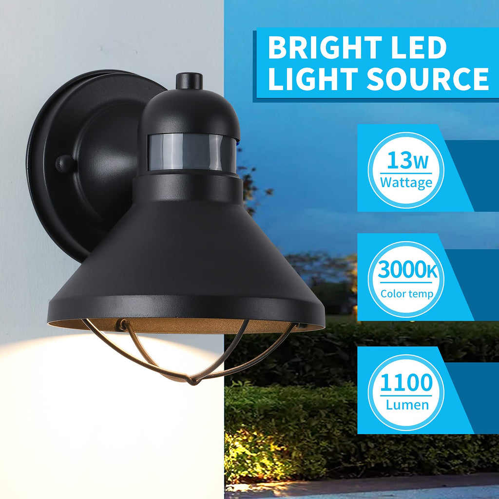 Dusk to Dawn Motion Sensor Outdoor LED Porch Wall Light Fixture