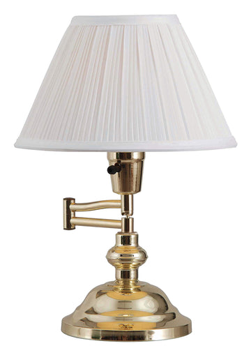 Classic Swing Arm Swing Arm Desk Lamp with Polished Brass Finish, Classic Style, 16" Height, 16" Width, 12.5" Depth