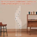 2 Set 8 Arm Acrylic Candle Holder, Mjkeomo 49.2'' Tall Candelabra Centerpieces for Tables Clear Candlesticks Holder
