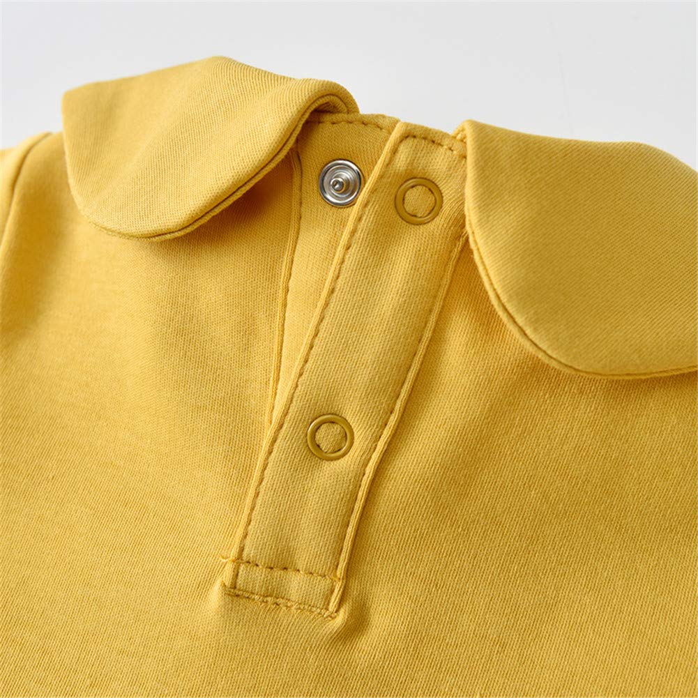 Newborn Baby Infant Unisex Cotton Long-Sleeve Solid Peter Pan Collar Jumper Bodysuits Outfits
