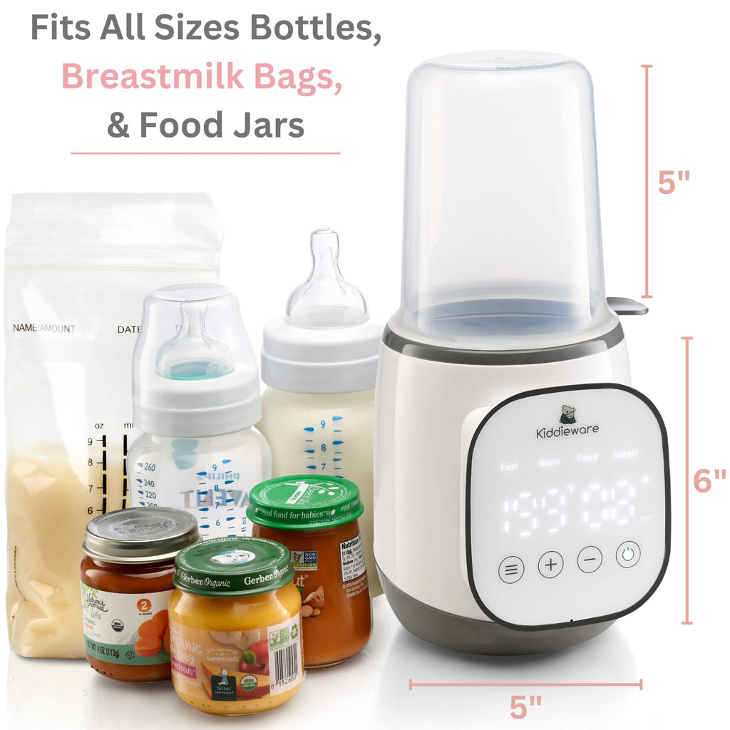 Baby Bottle Warmer for Breastmilk - 5-in-1 Feeding Bottle Warmers for all Bottles, Food Jars, and Breastmilk Bags