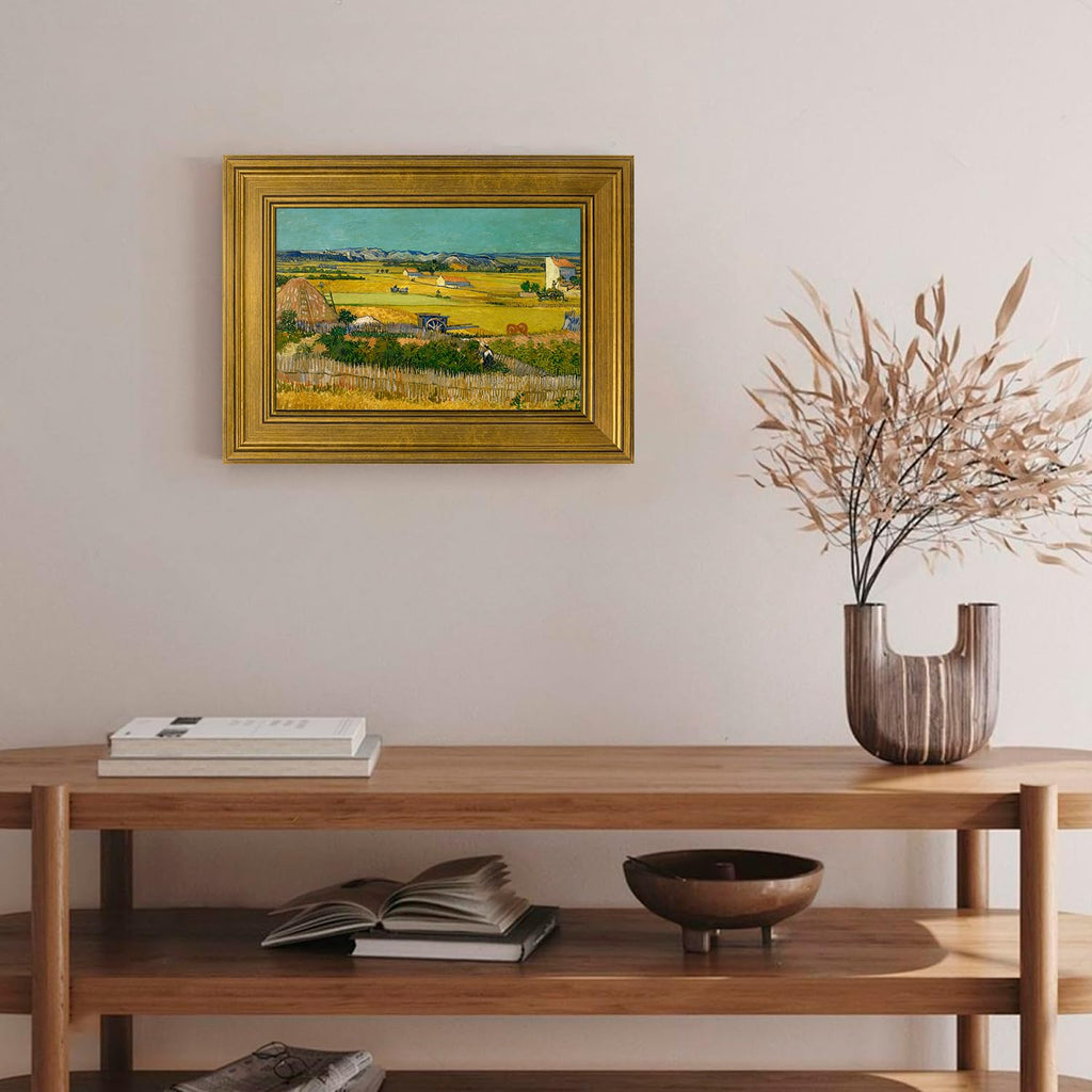 Retro Gold Framed Wall Art, 12"x16" Artwork, Oil Paintings Print Wall Decor Bedroom Office Decoration - Canvas Print