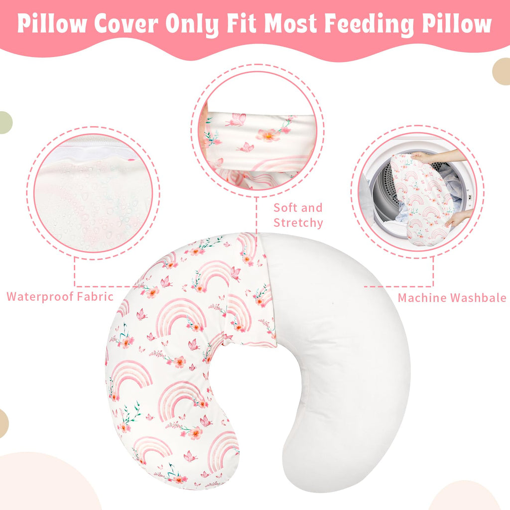 Baby Waterproof Nursing Pillow Cover, Stretchy Nursing Covers for Breastfeeding Pillows, Adorable Infant Feeding