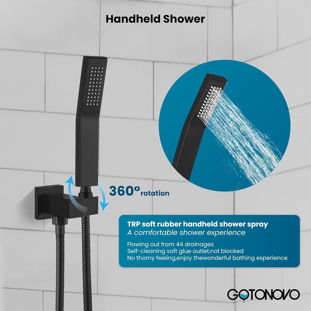 Rainfall Bathroom Shower System Rain Shower Head and Handle Set Wall Mounted Shower Complete Combo Solid Brass