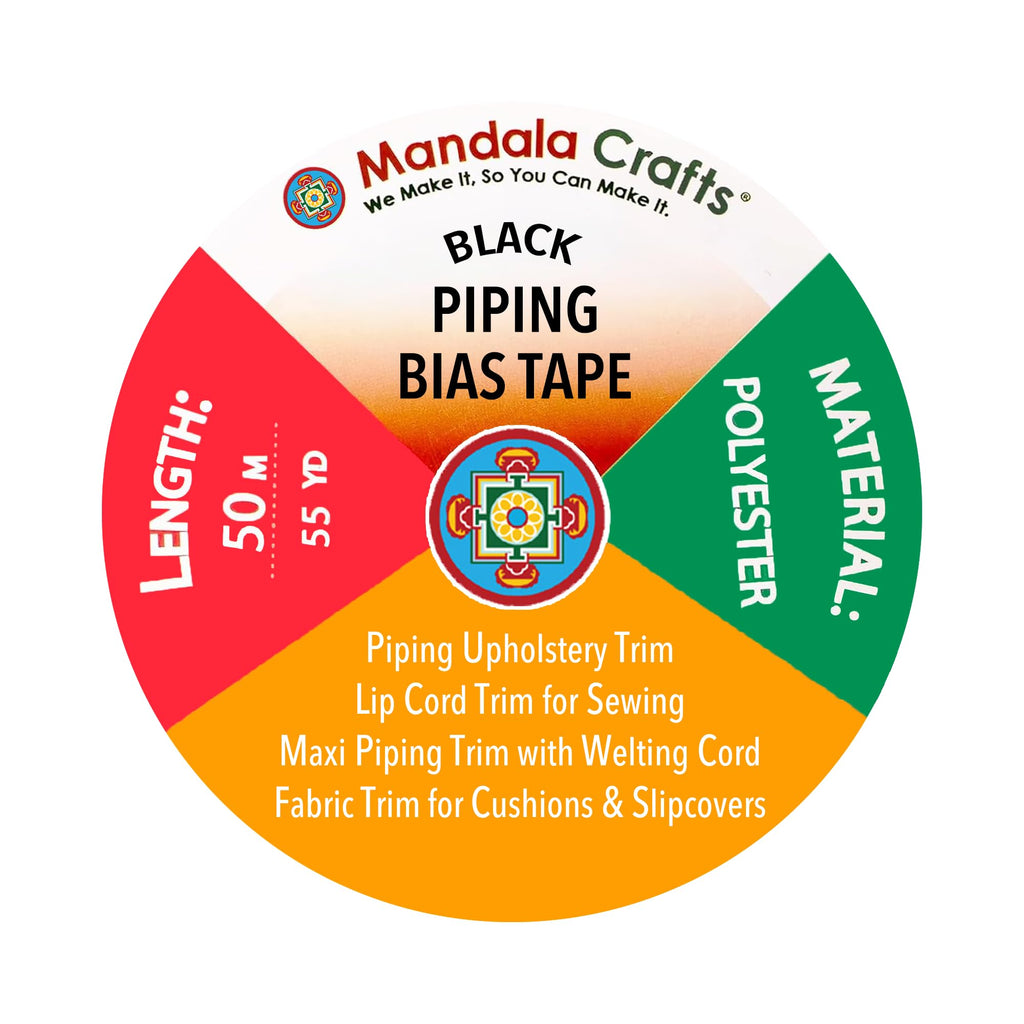Black Maxi Piping Bias Tape with Welting Cord for Sewing