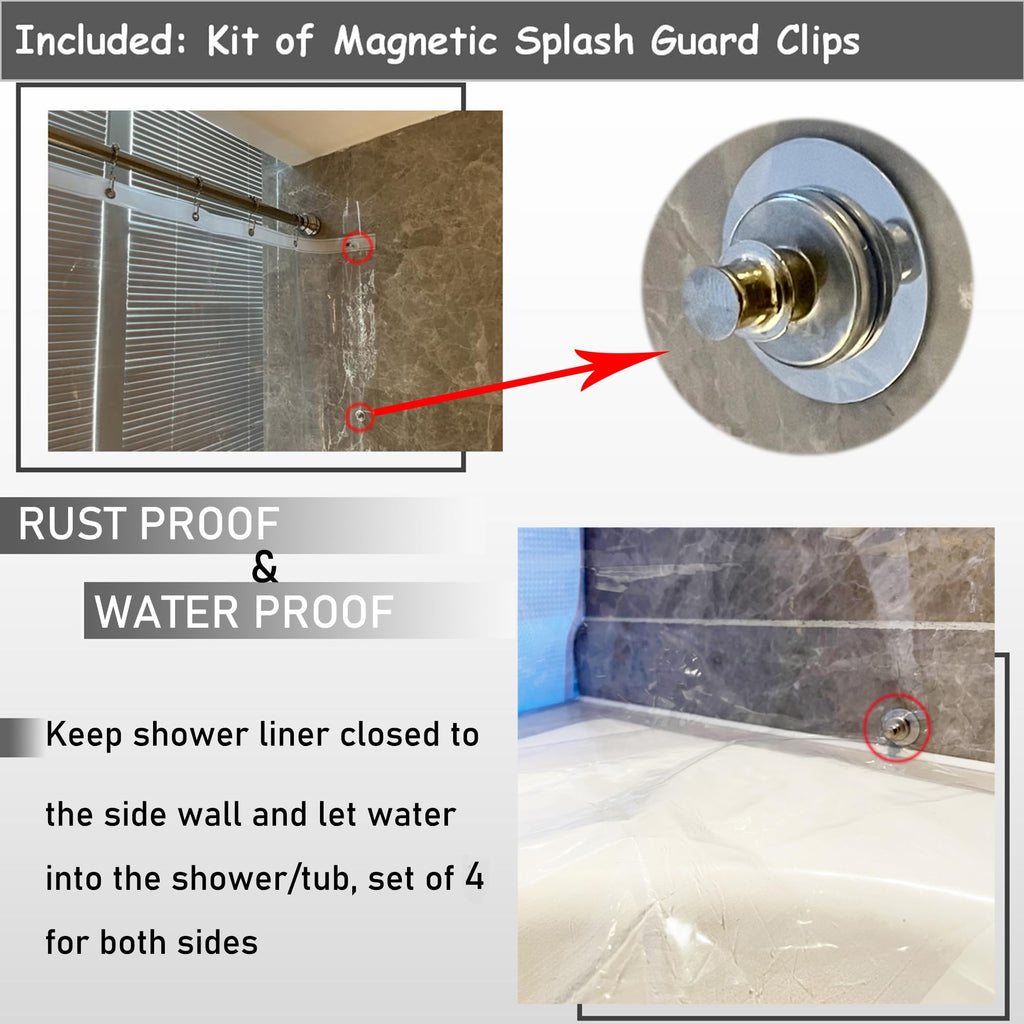 84 Inch Shower Curtain Liner with Side Magnetic Clips, 72x84