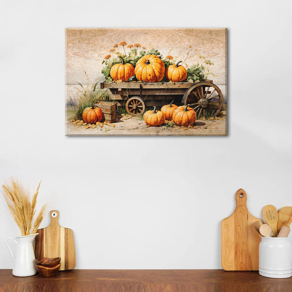 Retro Farmhouse Wall Art Pumpkins Pictures Wall Decor Kitchen Dinner Room Decorations Rustic Still Life Canvas Prints