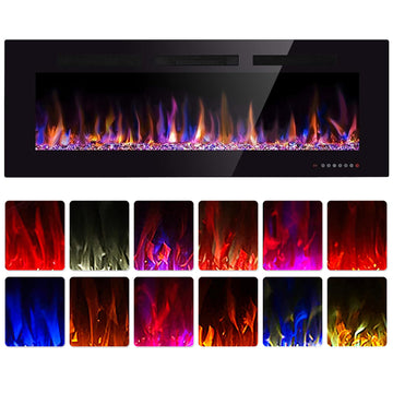 60 inch Electric Fireplace Recessed and Wall Mounted Insert