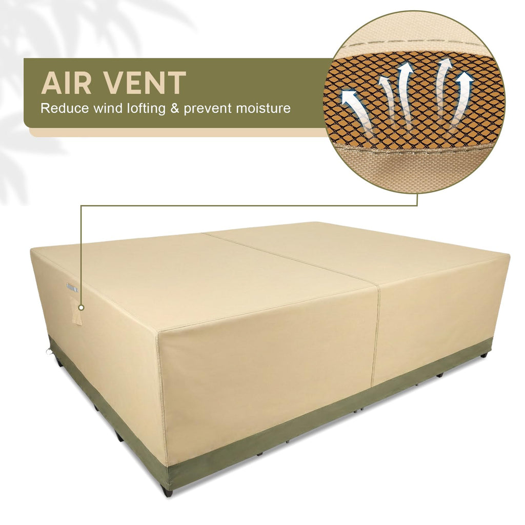 Rectangular Outdoor Furniture Cover for Sectional Sofa Set, 600D Waterproof Patio Set Cover for Lawn General Purpose