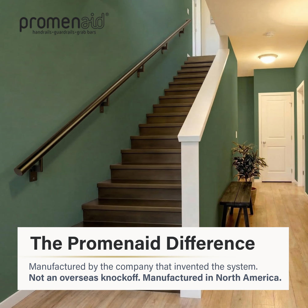 Flush Handrail Kit, 14 ft Stair Handrail, Architectural Bronze