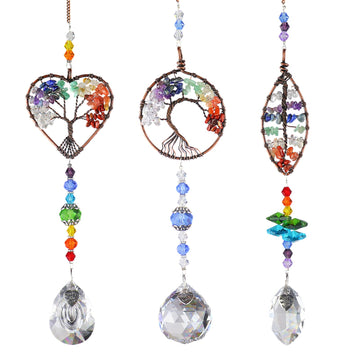 Tree of Life Sun Catcher, Sunlight Collection Crystal, Sun Catchers Indoor Windows, Heart-Shaped Suncatcher Crystal