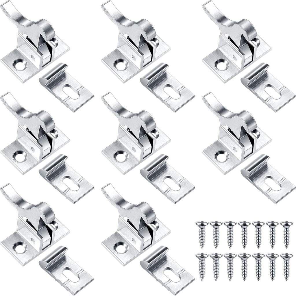 8 Pcs Brass Heavy Duty Cabinet Door Latch Closets Door Elbow Latch Cabinet Latch with Mounting Screws Hardware Window