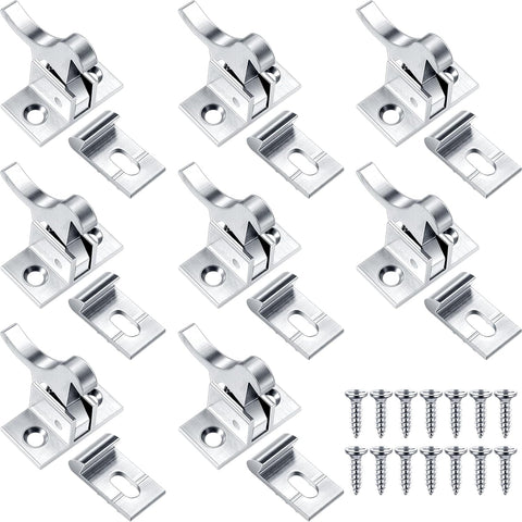 8 Pcs Brass Heavy Duty Cabinet Door Latch Closets Door Elbow Latch Cabinet Latch with Mounting Screws Hardware Window
