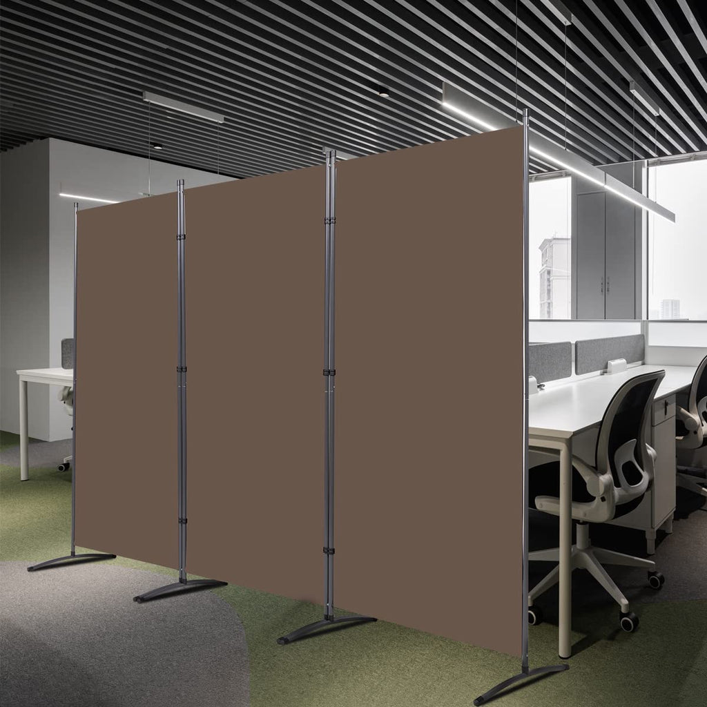 3 Panel Folding Room Divider, 102" Wx71.3 H Portable Privacy Screen, Brown