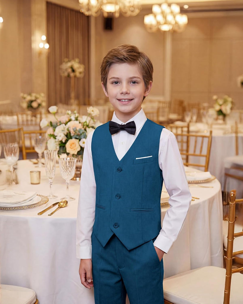 Boys Suits Pieces Formal Slim Fit Tuxedo Suit Set,Teen Suits for Wedding Ring Bearer Church Outfit