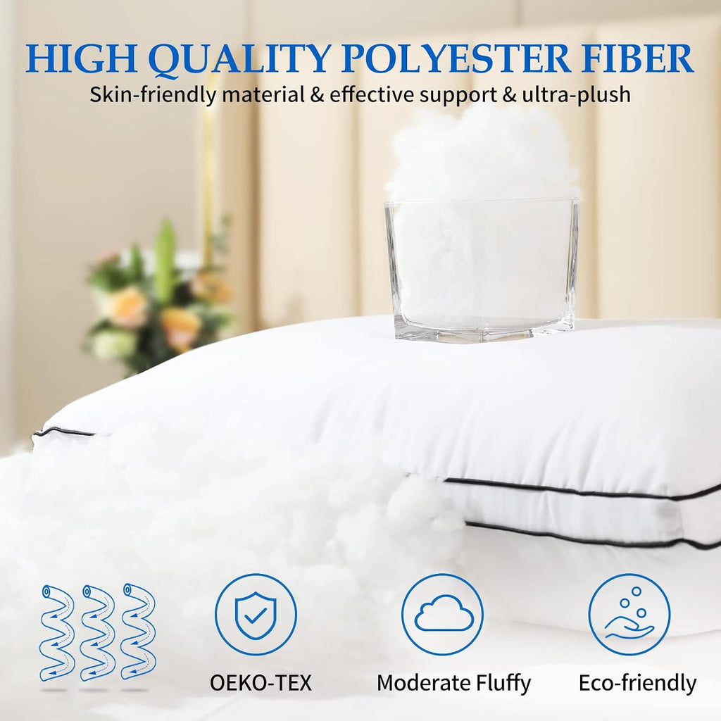 Pillows Queen Size Set of 2, Hotel Luxury Gusset Sleeping Pillow | No Flattening, Soft & Supportive, Oeko-Tex