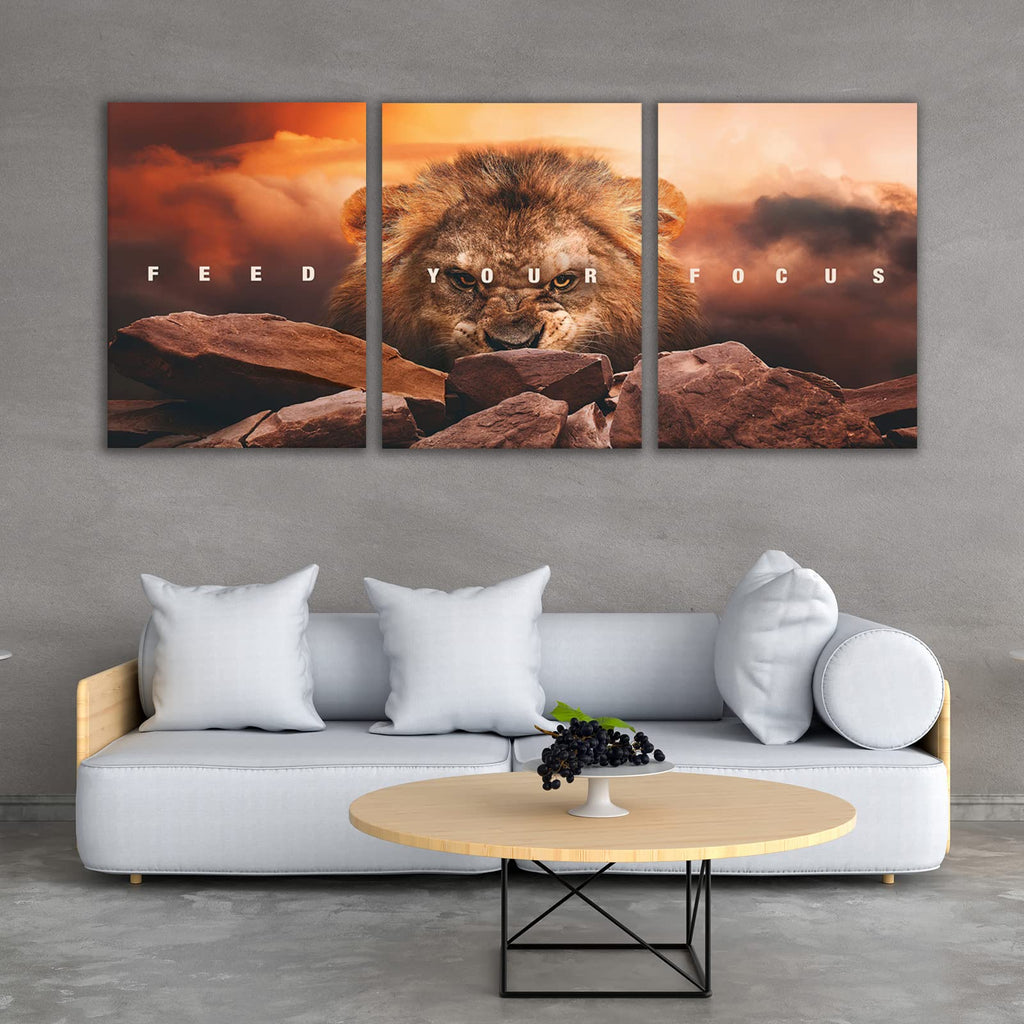 Motivational Wall Art Inspirational Wall Art 3 Pieces Canvas Poster Wall Painting Lion Artwork Bedroom Home Decor