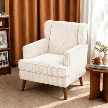 26" Wingback Accent Chair, Corduroy Armchair Living Room