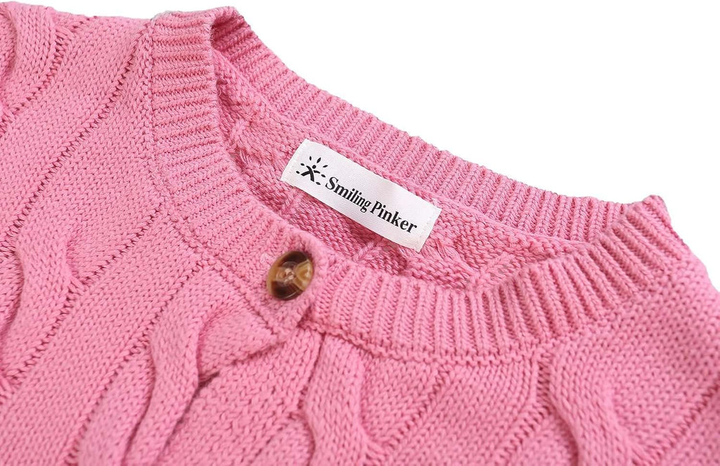 Little Girls Boys Cardigan Toddler Unisex Chunky Cable Knit Cotton Button Up Sweater