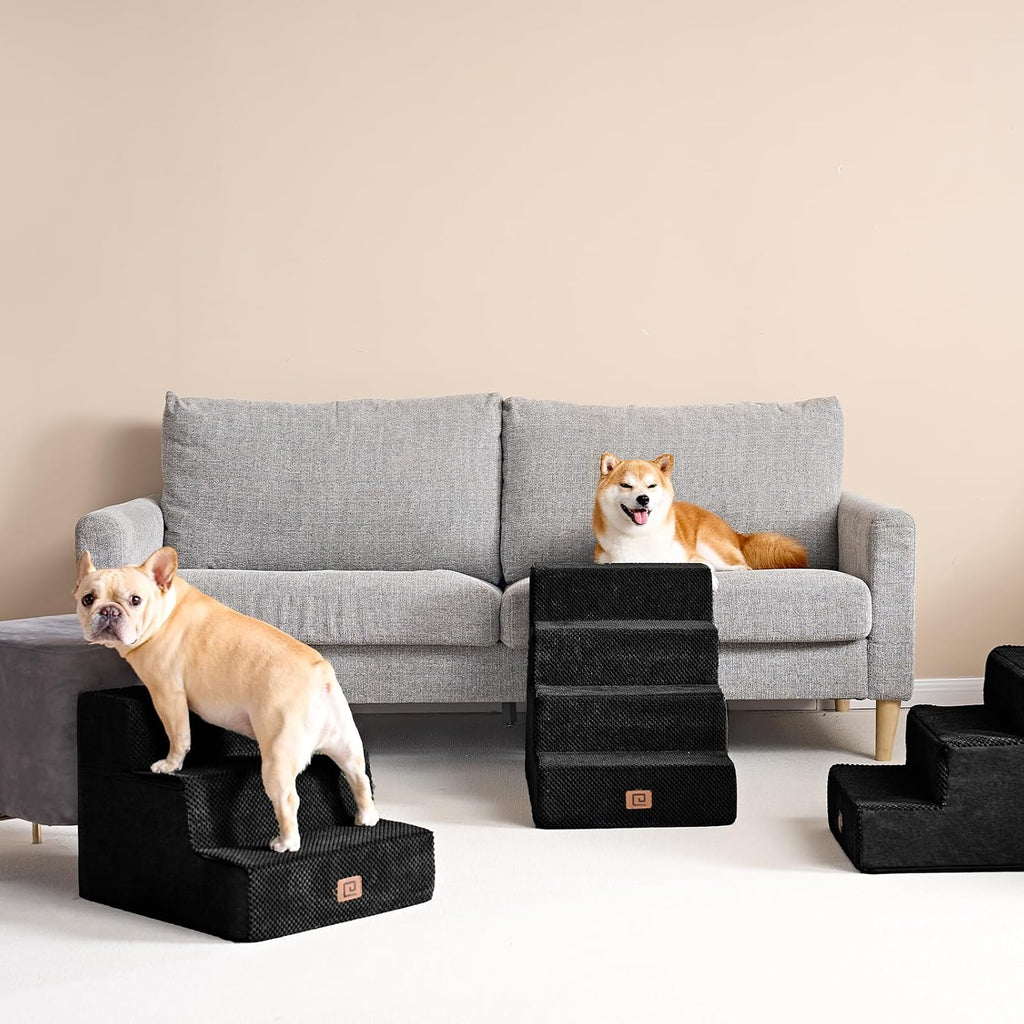 Dog Stairs for Bed 18" H, Dog 4-Steps for High Bed, Black