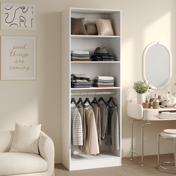 Closet Organizer System with Rod & 3 Shelves, Small Closet Wardrobe