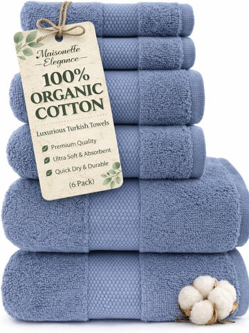 Elegance 100% Organic Cotton Turkish Bathroom Towels Set, Ideal Quick Dry Luxury Washcloths, Hand & Large Luxury Bath