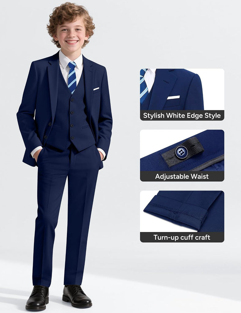 Boys' Formal Suit Set, with Suspenders, Adjustable Waist
