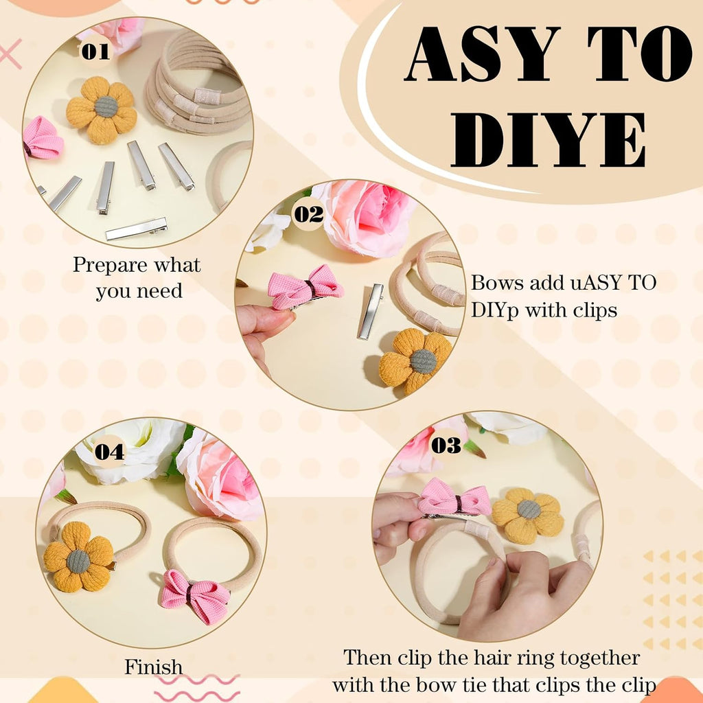 200 Pcs Nylon Headbands for Baby Girls and Hair Clips