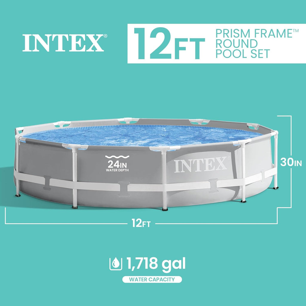 Prism Frame 12ft x 30in Round Above Ground Swimming Pool | 26710EH - Pool Only (Pump Not Included) - Reinforced Steel