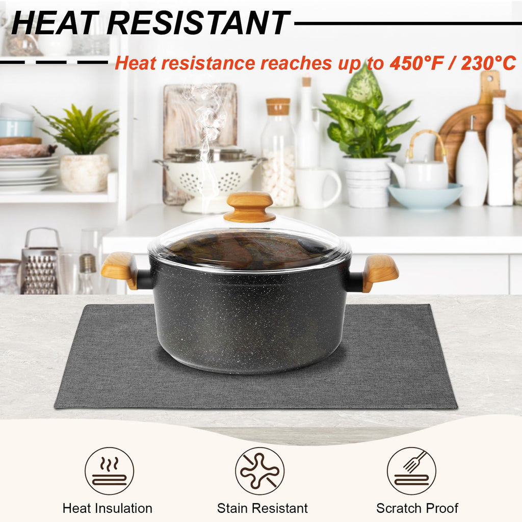 Cloth Placemats Set of 6, Cotton Linen Blend Place Mats, Charcoal Gray