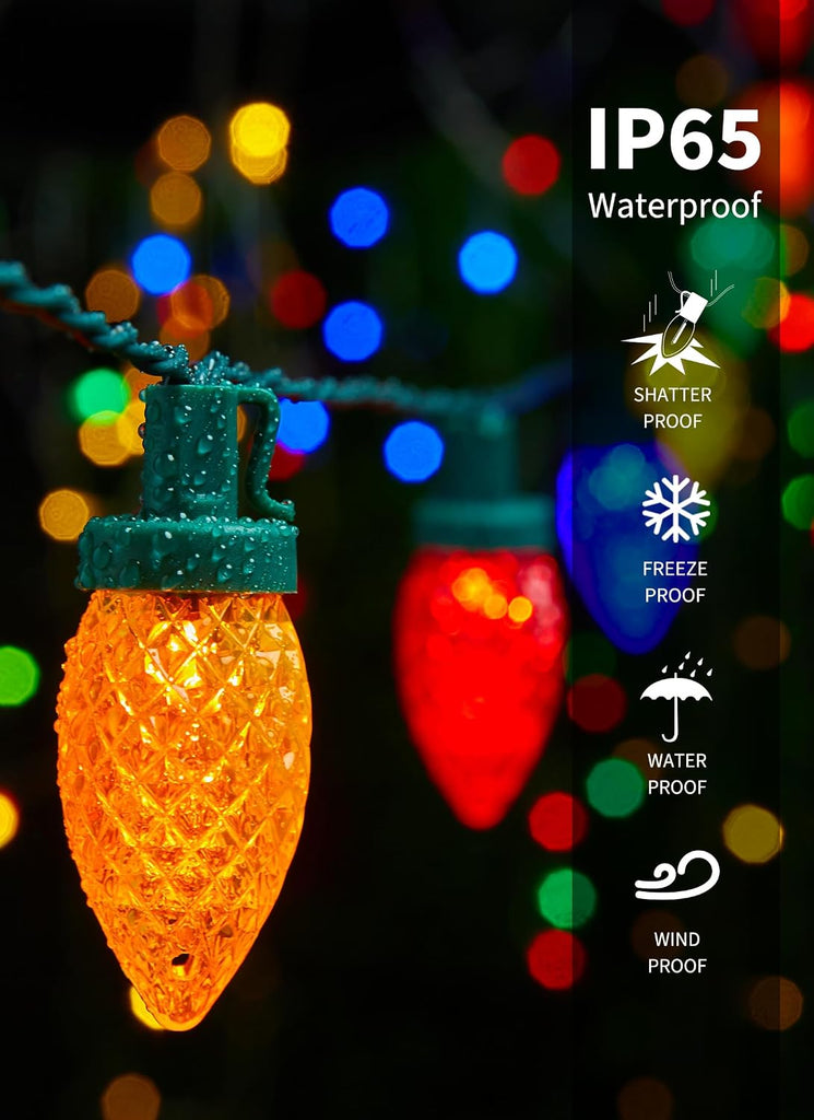 C9 Christmas Lights Outdoor, 114FT 150 LED C9 String Lights, Multicolor