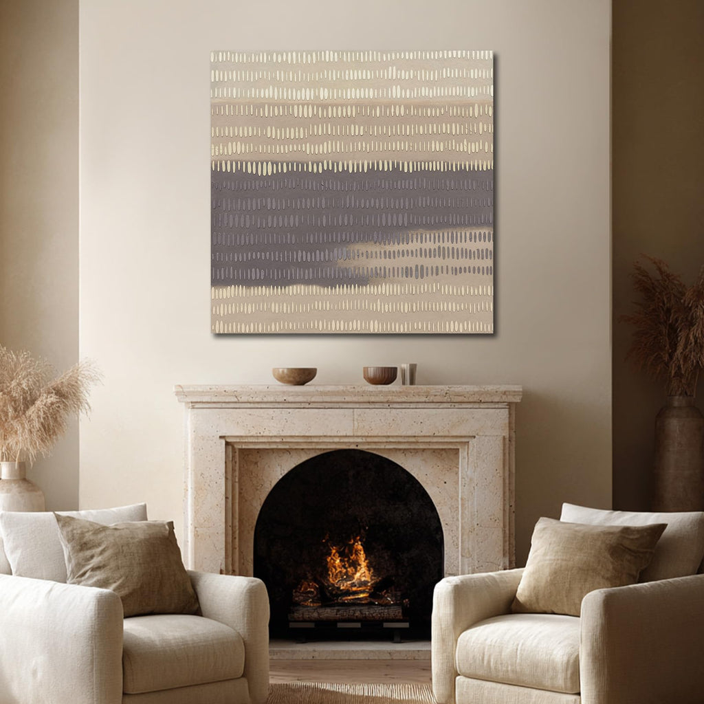 Beige Gray Hand-Painted Abstract Wall Art 40x40 Inch