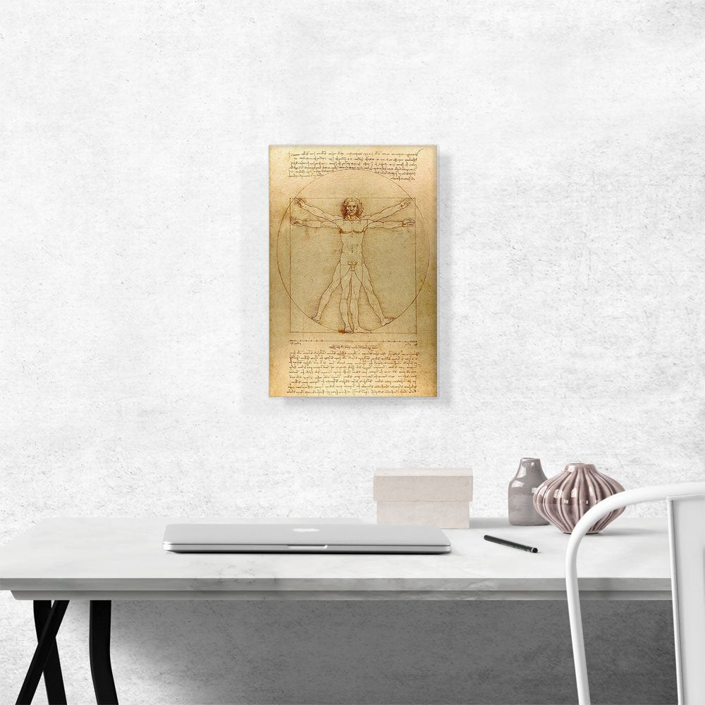 The Vitruvian Man 1485 Canvas Art Print Stretched Framed Painting Picture Poster Giclee Wall Decor by Leonardo da