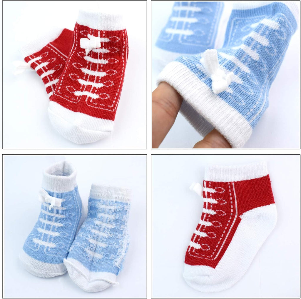 6 Pairs Baby Cotton Sneaker Newborn Ankle Sock Toddler Crew Walkers Bootie Infant Slippers Socks