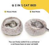 Plush Hooded Cat Bed, Calming Nest, Self-Warming Cave, Cozy Pod for Indoor Cats or Small Dogs