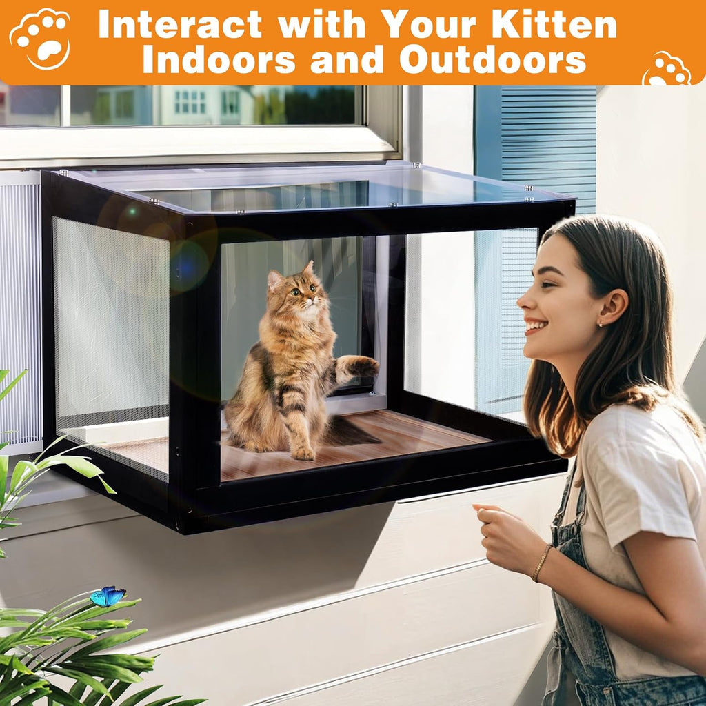Cat Window Box Outdoor Window Catio for Cats Sunbathing Napping Overlooking