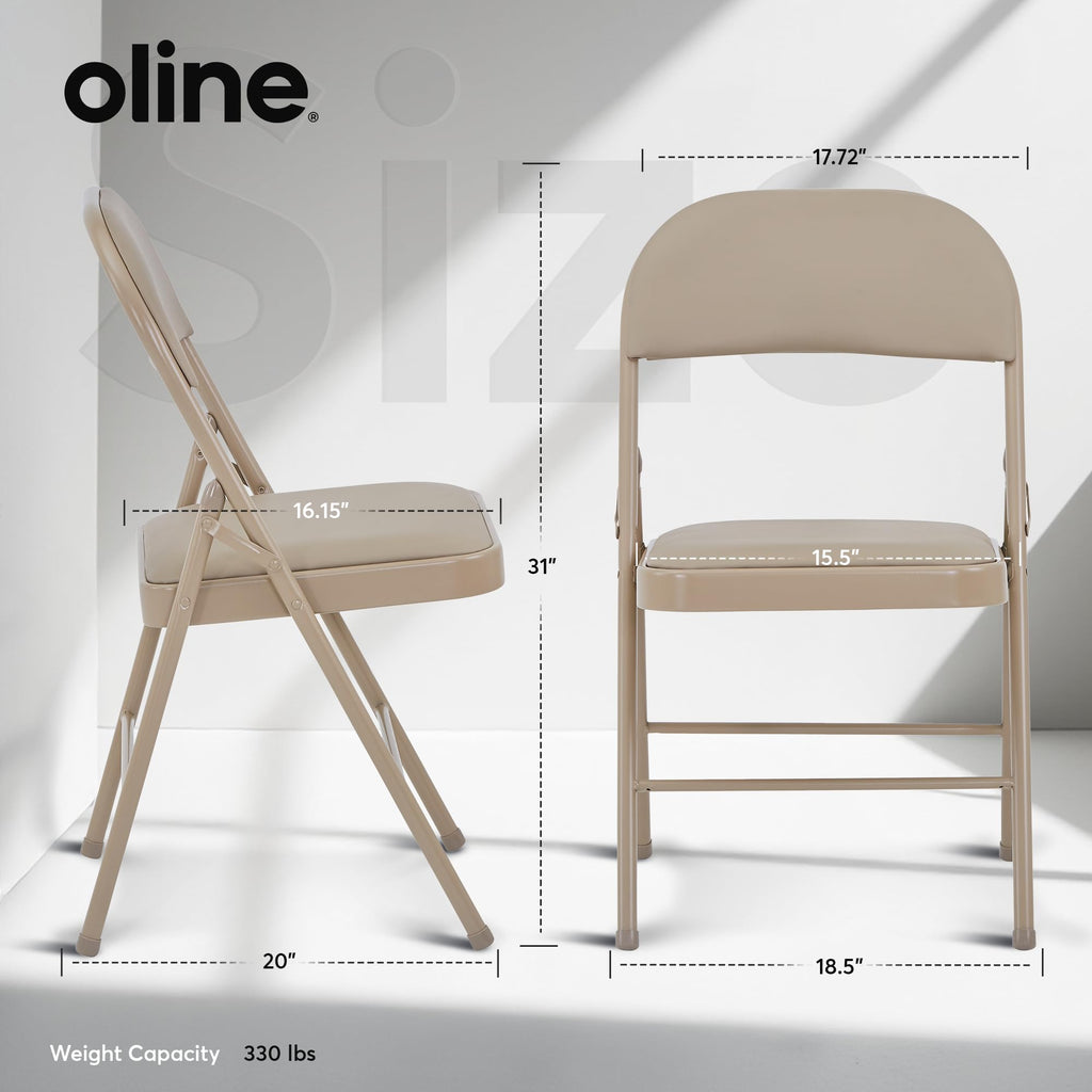 Vinyl Folding Chairs, Padded Vinyl Cushion Chairs with Durable Metal Frame, Indoor Outdoor Stackable Foldable Guest