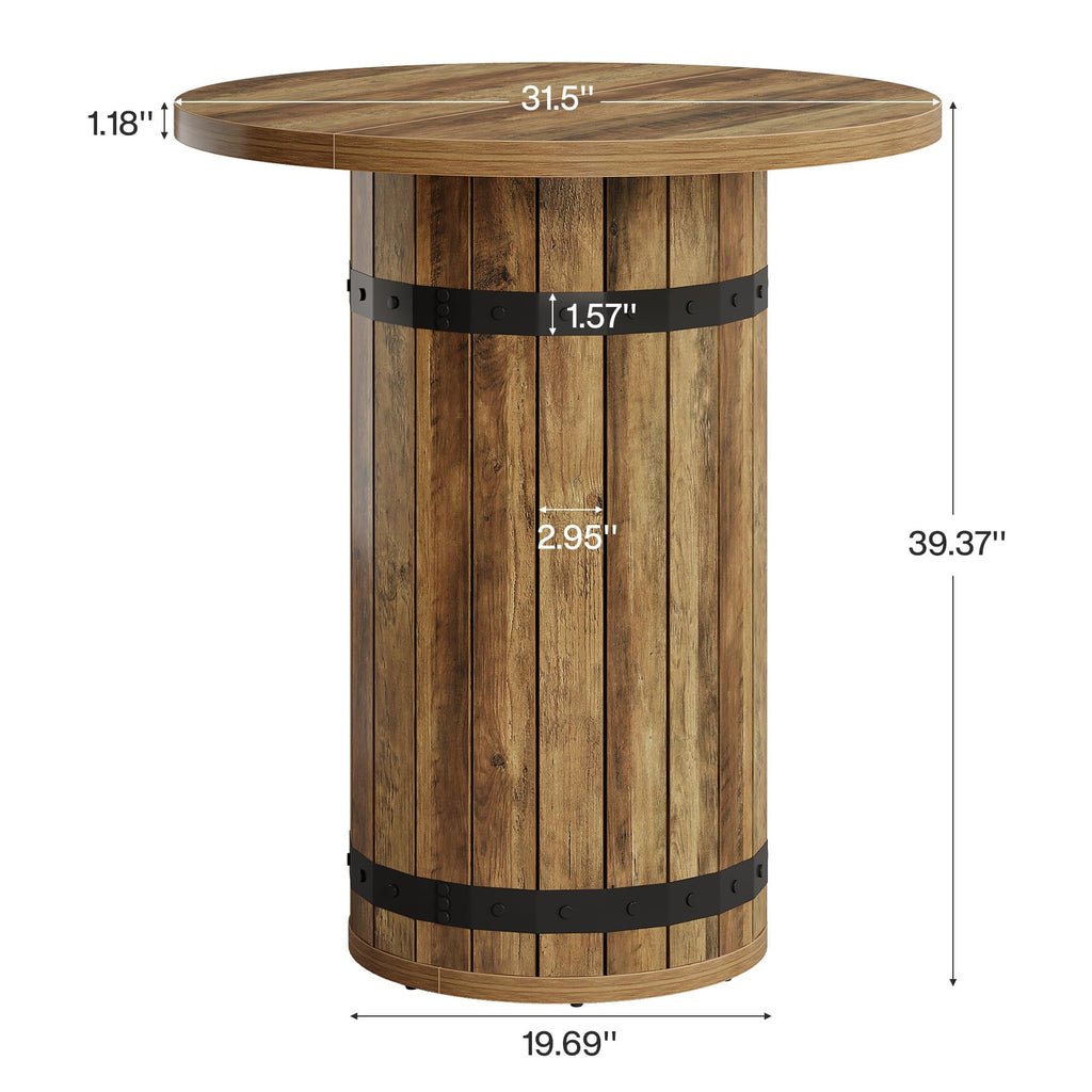 Round Bar Table, 39.4-Inch Bar Height, Bistro Pub Table
