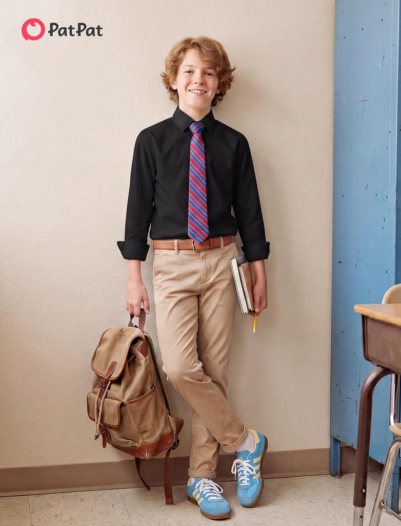Boys Cotton Long Sleeve Button Down Dress Shirt