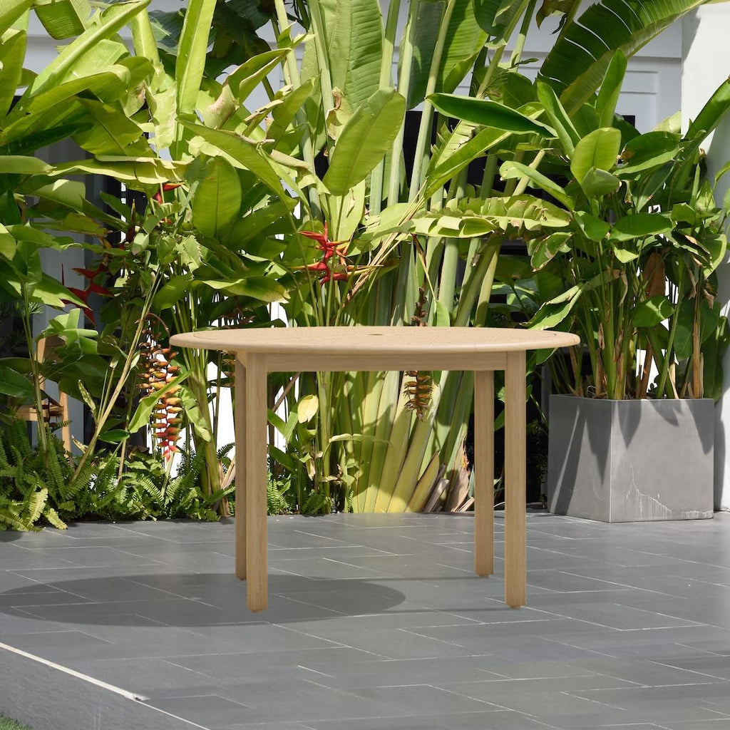 Indiana Round Patio Dining Table | Teak Finish | Durable and Ideal for Indoors and Outdoors, Brown